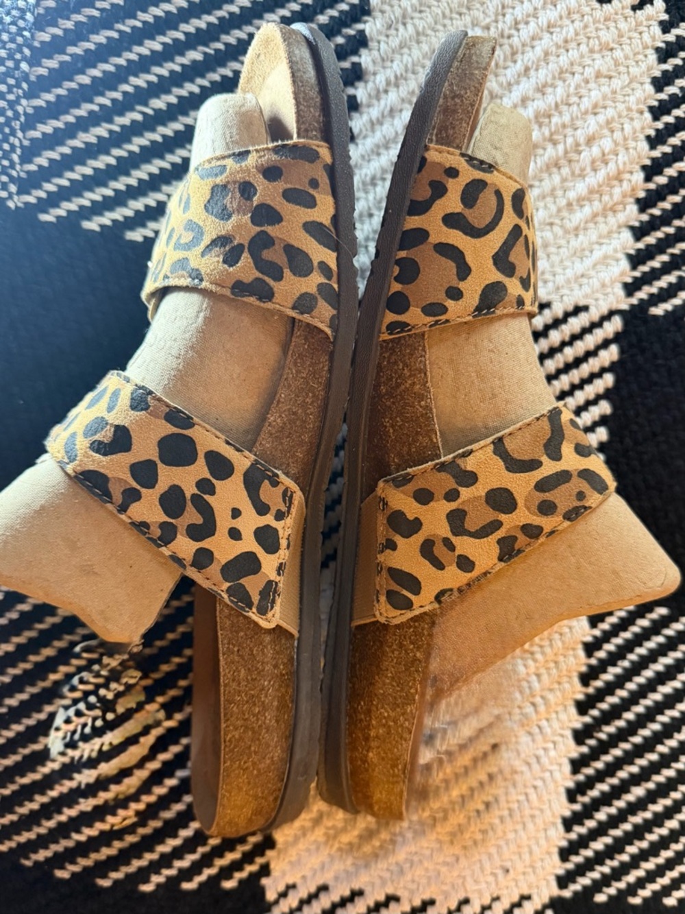 Earth Origins Leopard-Print Double Strap Slide Sandals - Tan/Black - Picture 5 of 8